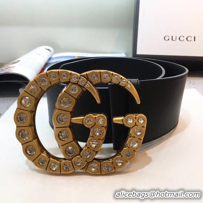 Best Price Gucci Wide leather with crystal Double G buckle 550110 black