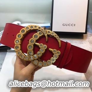 Expensive Gucci Wide leather with crystal Double G buckle 550110 red