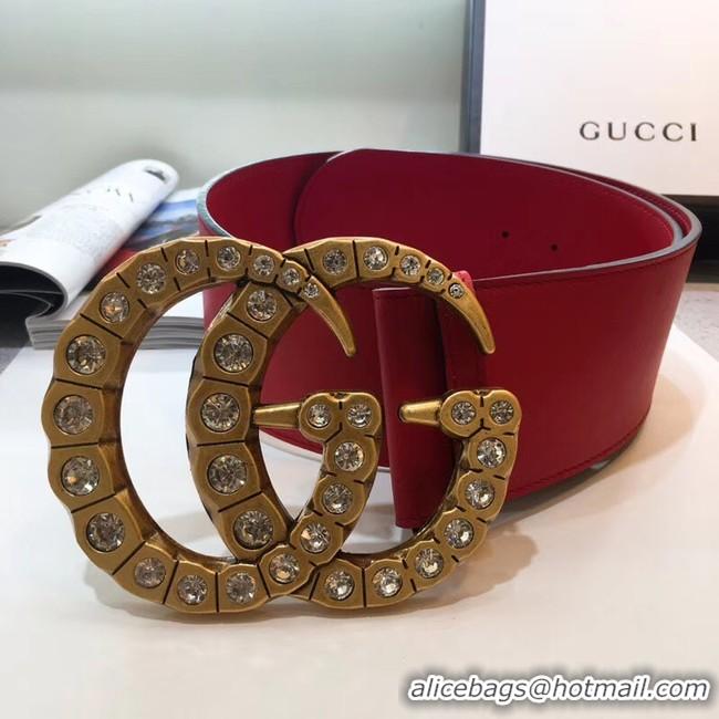 Expensive Gucci Wide leather with crystal Double G buckle 550110 red