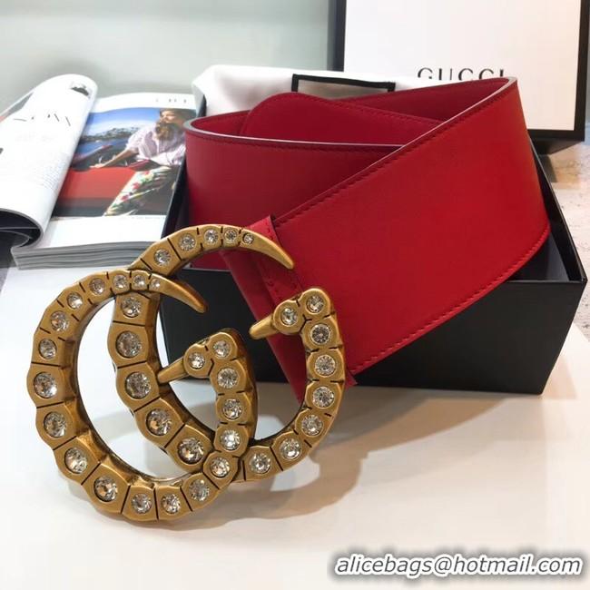 Expensive Gucci Wide leather with crystal Double G buckle 550110 red