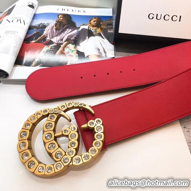 Expensive Gucci Wide leather with crystal Double G buckle 550110 red