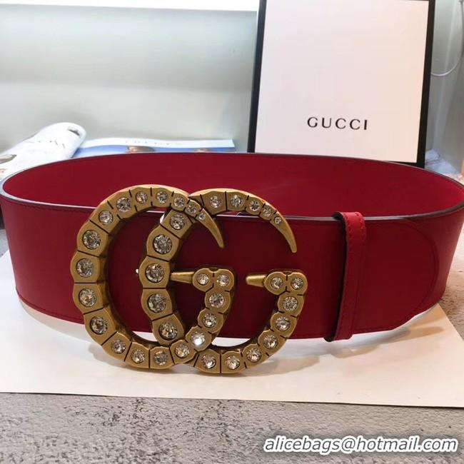 Expensive Gucci Wide leather with crystal Double G buckle 550110 red