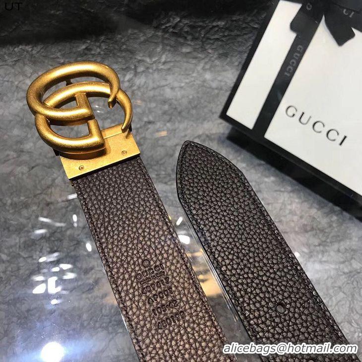 Most Popular Gucci Original Litchi Leather 4CM Wide Available on both sides Belt 68884C Black & Brown