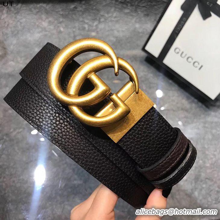 Most Popular Gucci Original Litchi Leather 4CM Wide Available on both sides Belt 68884C Black & Brown