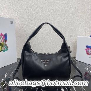 Latest Style Prada Original Calfskin Leather With Chip Version Hobo Bag 1BC132 Black