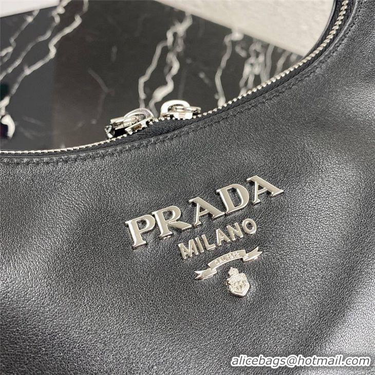 Latest Style Prada Original Calfskin Leather With Chip Version Hobo Bag 1BC132 Black