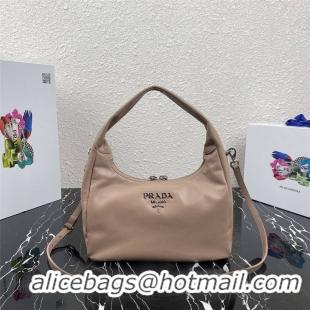 Top Design Prada Original Calfskin Leather With Chip Version Hobo Bag 1BC132 Apricot