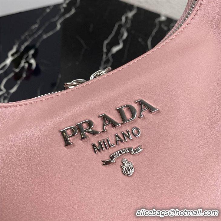 New Fashioin Prada Original Calfskin Leather With Chip Version Hobo Bag 1BC132 Pink