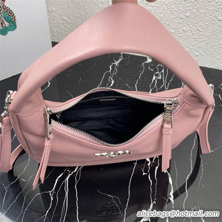 New Fashioin Prada Original Calfskin Leather With Chip Version Hobo Bag 1BC132 Pink