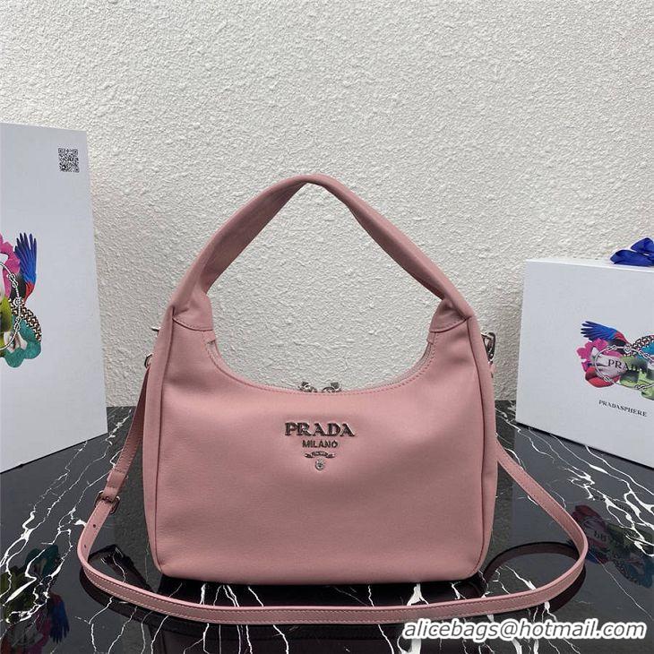 New Fashioin Prada Original Calfskin Leather With Chip Version Hobo Bag 1BC132 Pink