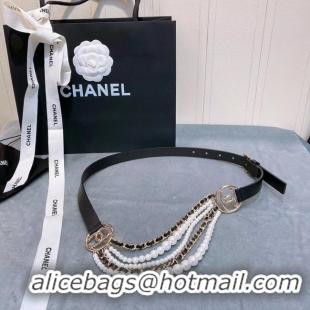 Luxury Chanel Calf Leather Belt 56612 black