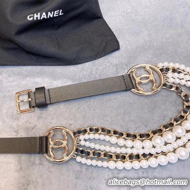 Luxury Chanel Calf Leather Belt 56612 black