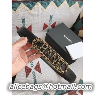 Classic Chanel Calf Leather Belt 56613 black