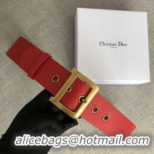 Top Design Dior Wide leather belt with 50 mm D4261 red