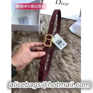 Stylish Dior Calf Leather Belt Wide with 20mm 5361 Burgundy