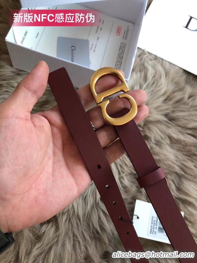 Stylish Dior Calf Leather Belt Wide with 20mm 5361 Burgundy