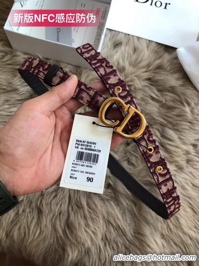 Sumptuous Dior Leather Belt Wide with 20mm 5361 Burgundy