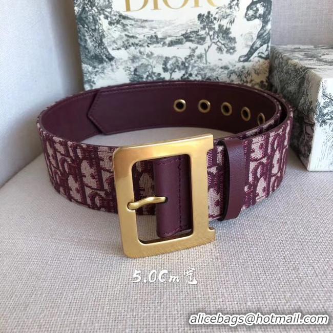 Best Product Dior Wide leather belt with 50 mm D4261 Burgundy