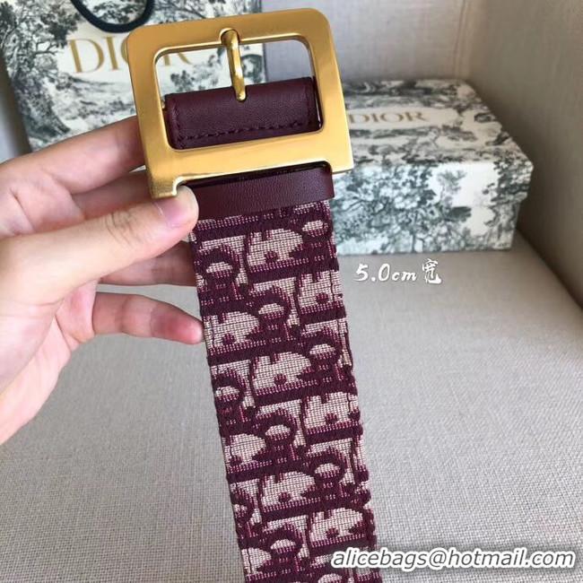 Best Product Dior Wide leather belt with 50 mm D4261 Burgundy