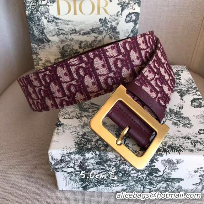 Best Product Dior Wide leather belt with 50 mm D4261 Burgundy