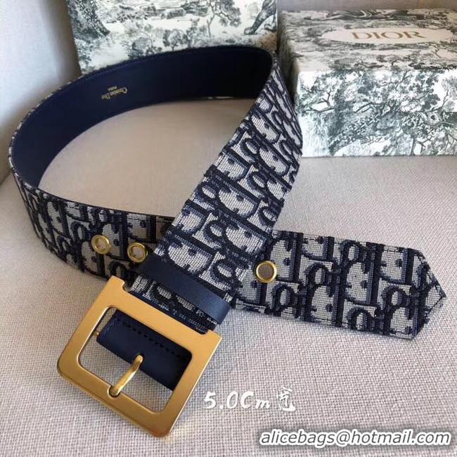 Famous Dior Wide leather belt with 50 mm D4261 Royal Blue