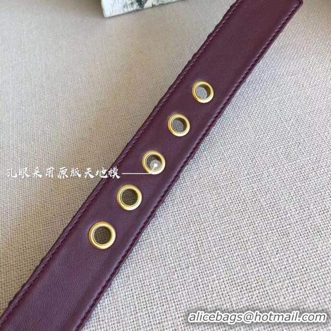 Good Quality Dior Wide leather belt with 34 mm D4262 Burgundy