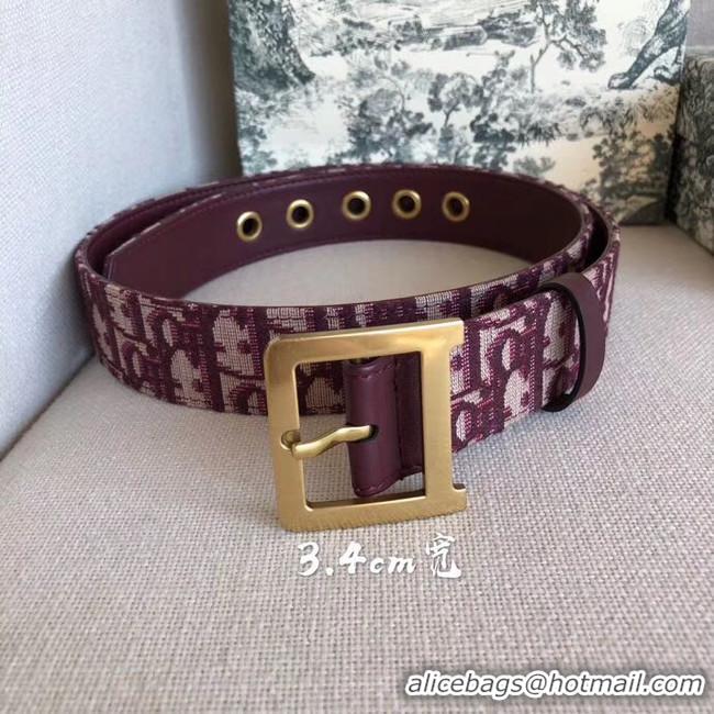 Good Quality Dior Wide leather belt with 34 mm D4262 Burgundy