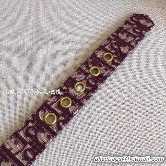 Good Quality Dior Wide leather belt with 34 mm D4262 Burgundy