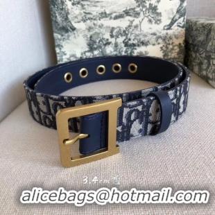 Low Price Dior Wide leather belt with 34 mm D4262 Royal Blue