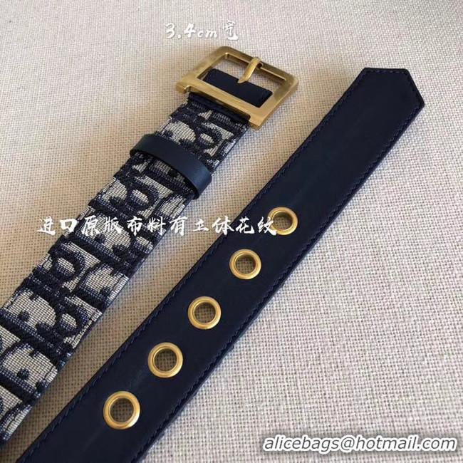 Low Price Dior Wide leather belt with 34 mm D4262 Royal Blue