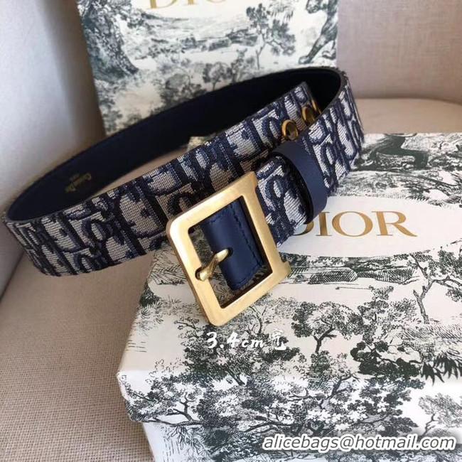 Low Price Dior Wide leather belt with 34 mm D4262 Royal Blue