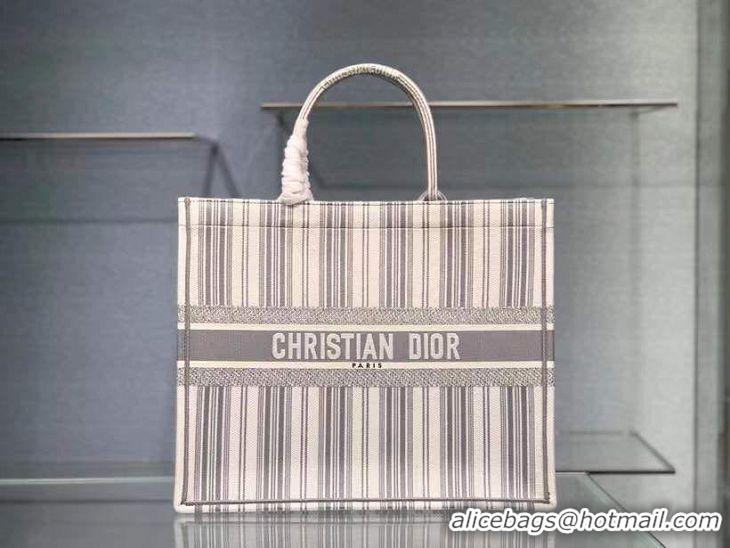 Best Grade Dior Book Tote Bag In Striped Canvas CD500852