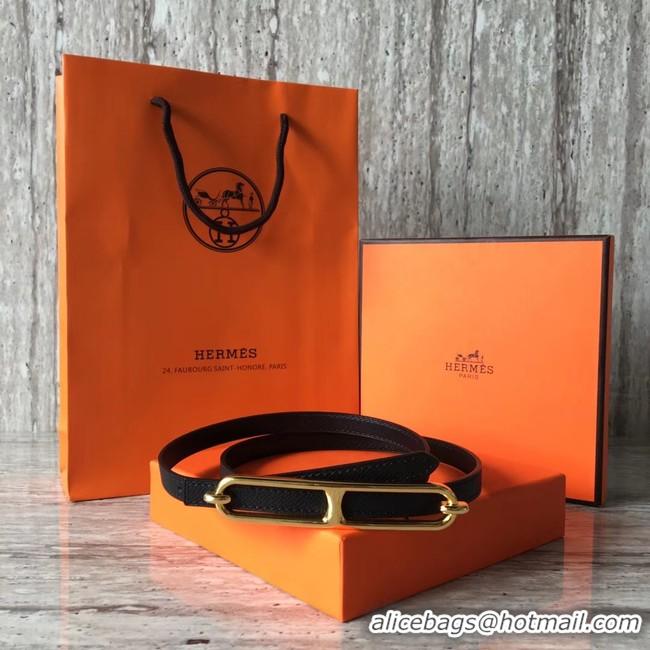 Luxury Hermes Roulis buckle & Reversible leather strap 13 mm H065538 black