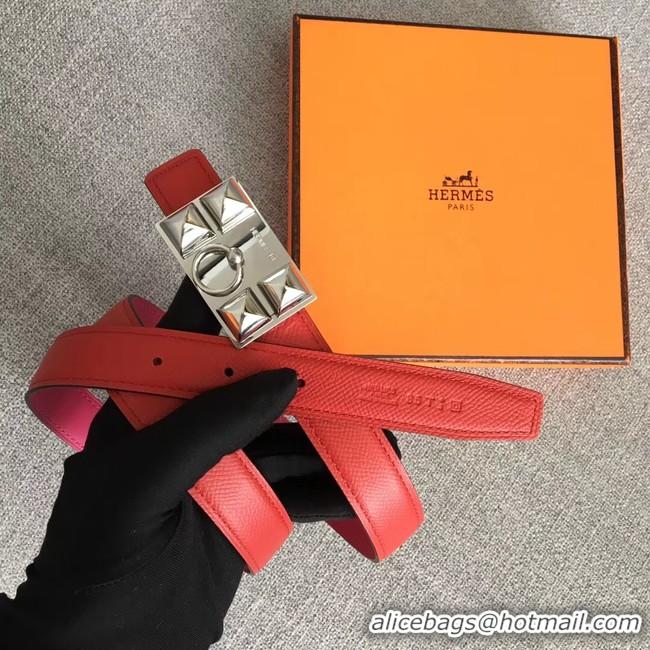 Classic Hot Hermes Collier de Chien belt buckle & Reversible leather strap 24 mm H0521 red