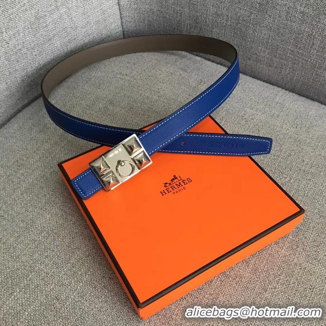 Stylish Hermes Collier de Chien belt buckle & Reversible leather strap 24 mm H0521 blue