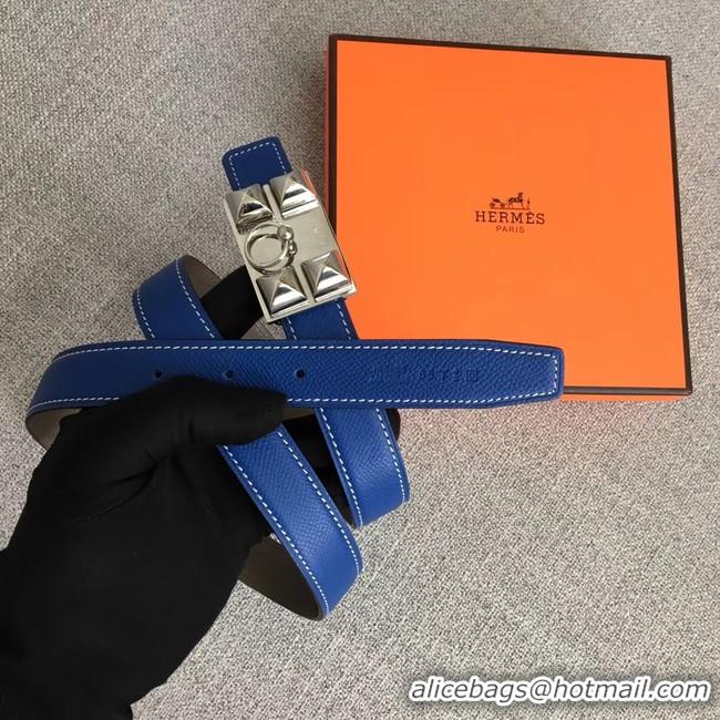 Stylish Hermes Collier de Chien belt buckle & Reversible leather strap 24 mm H0521 blue