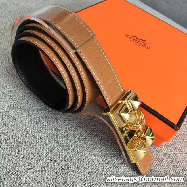 Perfect Hermes Collier de Chien belt buckle & Reversible leather strap 24 mm H0521 brown