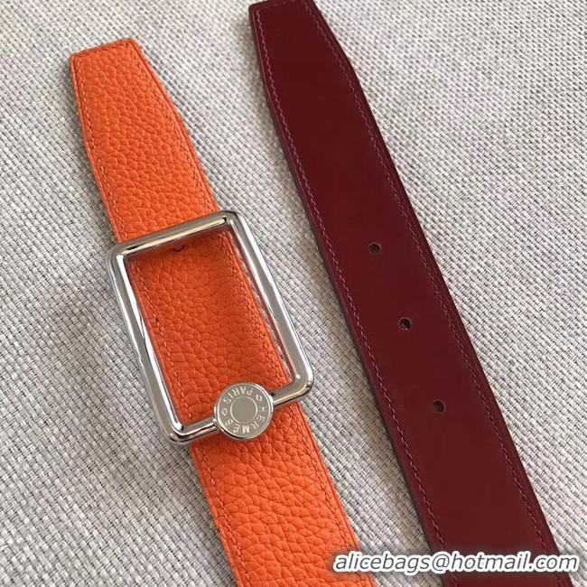 Luxury Hermes Quizz belt buckle & Reversible leather strap 32 mm H0739 Orange