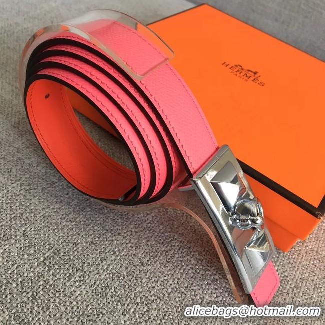 Good Quality Hermes Collier de Chien belt buckle & Reversible leather strap 24 mm H0521 pink