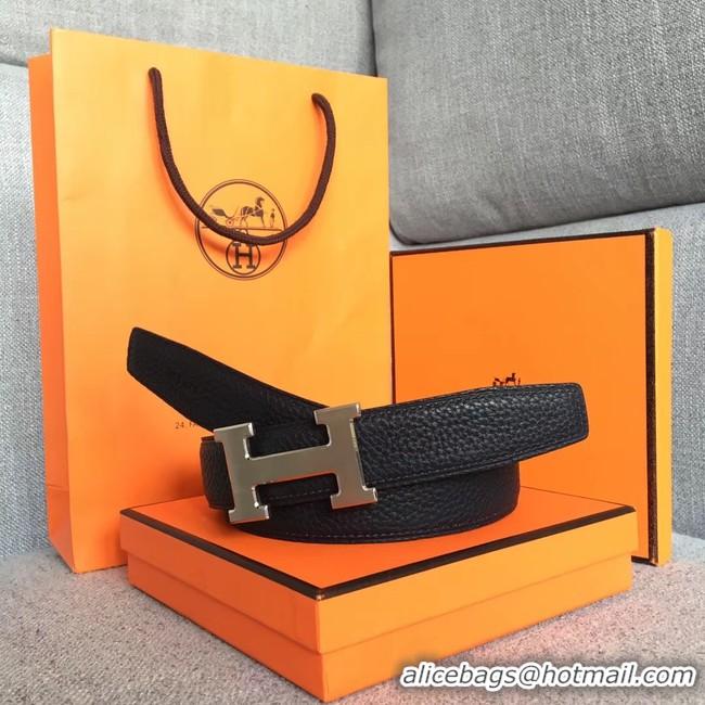 Crafted Hermes original togo 2 belt buckle & Reversible leather strap 32 mm H06454 black gold plated metal