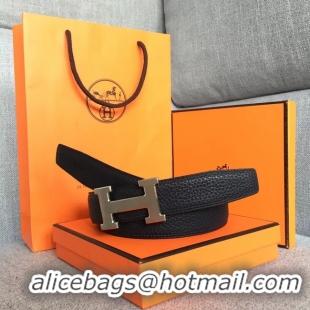 Good Quality Hermes original togo 2 belt buckle & Reversible leather strap 32 mm H06454 black