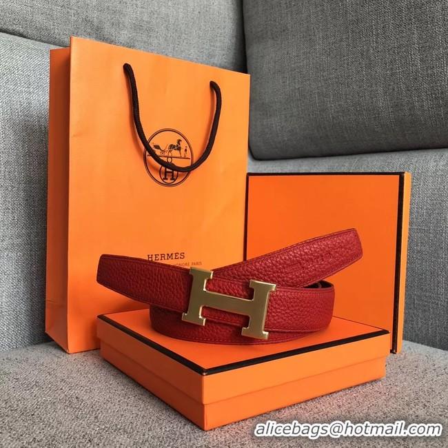 Luxury Hermes original togo 2 belt buckle & Reversible leather strap 32 mm H06454 red gold plated metal 