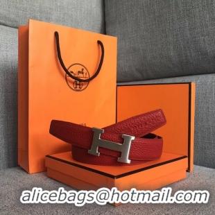 Best Quality Hermes original togo 2 belt buckle & Reversible leather strap 32 mm H06454 red