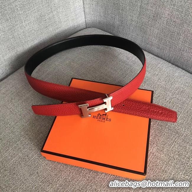 Best Quality Hermes original togo 2 belt buckle & Reversible leather strap 32 mm H06454 red