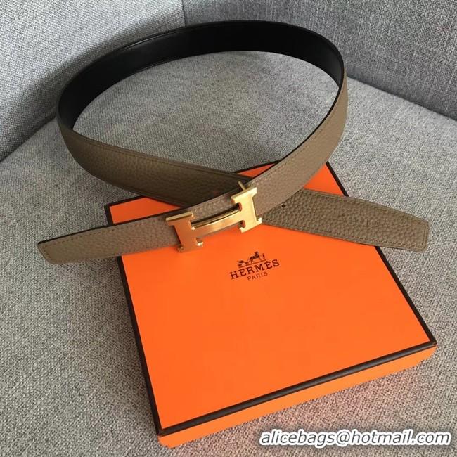 Good Looking Hermes original togo 2 belt buckle & Reversible leather strap 32 mm H06454 grey gold plated metal