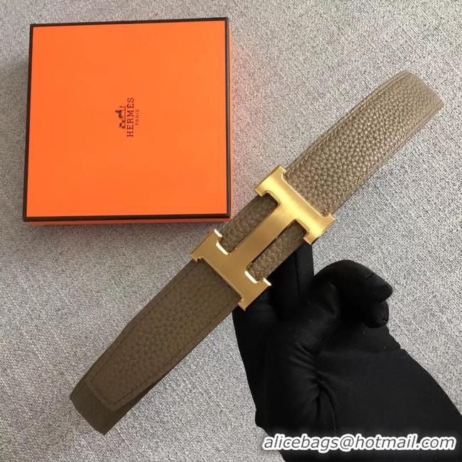 Good Looking Hermes original togo 2 belt buckle & Reversible leather strap 32 mm H06454 grey gold plated metal