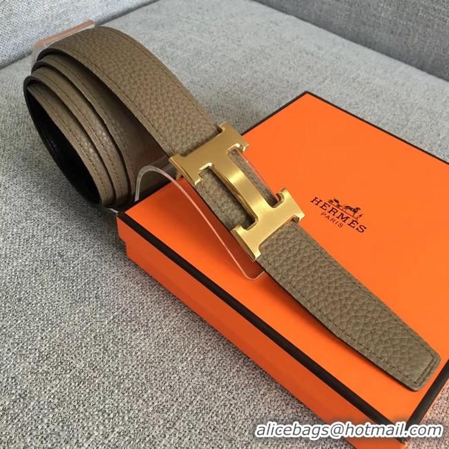 Good Looking Hermes original togo 2 belt buckle & Reversible leather strap 32 mm H06454 grey gold plated metal