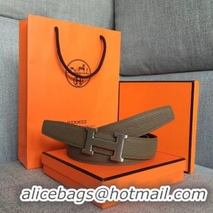 Most Popular Hermes original togo 2 belt buckle & Reversible leather strap 32 mm H06454 grey