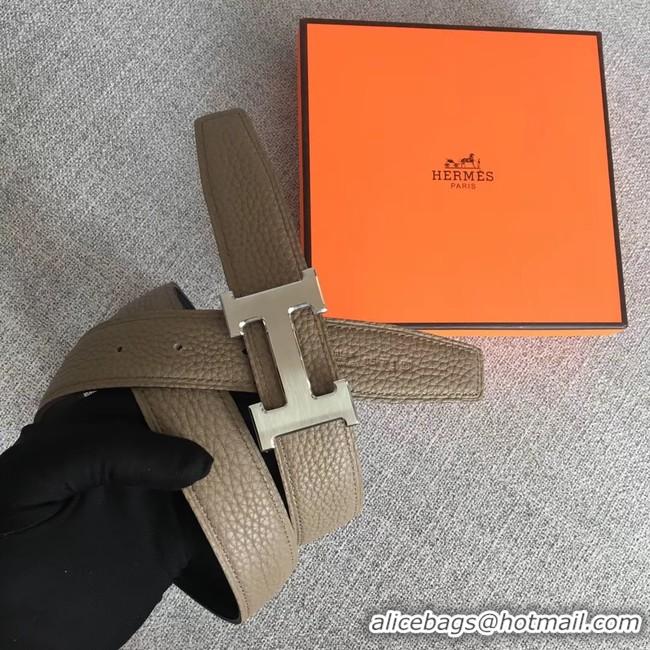 Most Popular Hermes original togo 2 belt buckle & Reversible leather strap 32 mm H06454 grey