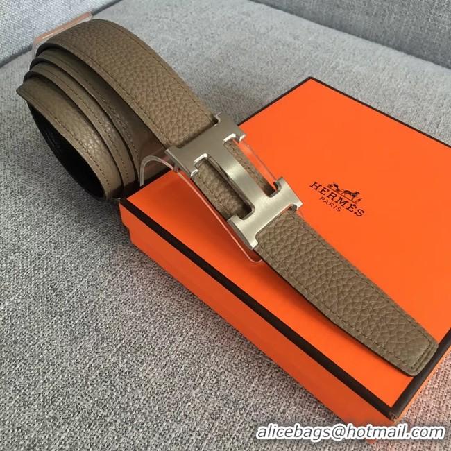 Most Popular Hermes original togo 2 belt buckle & Reversible leather strap 32 mm H06454 grey